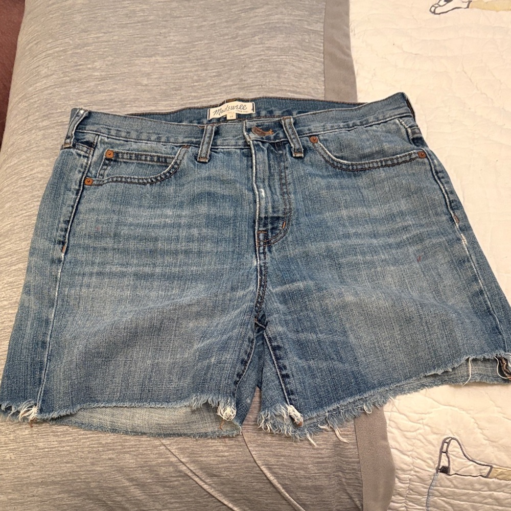 MADEWELL Classic distressed Blue Denim Shorts size 28